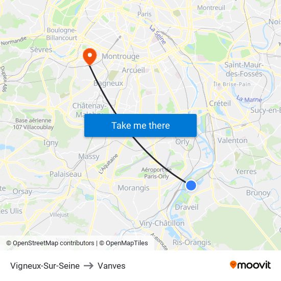 Vigneux-Sur-Seine to Vanves map