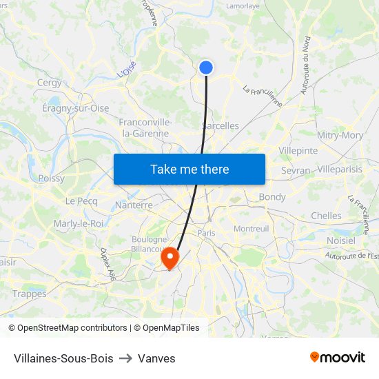 Villaines-Sous-Bois to Vanves map