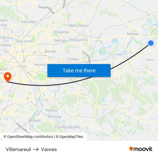 Villemareuil to Vanves map