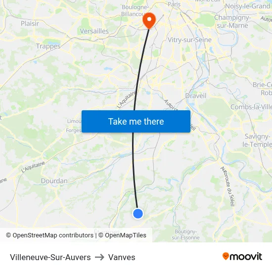 Villeneuve-Sur-Auvers to Vanves map
