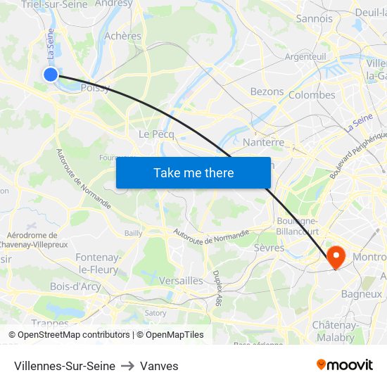 Villennes-Sur-Seine to Vanves map