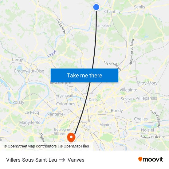 Villers-Sous-Saint-Leu to Vanves map