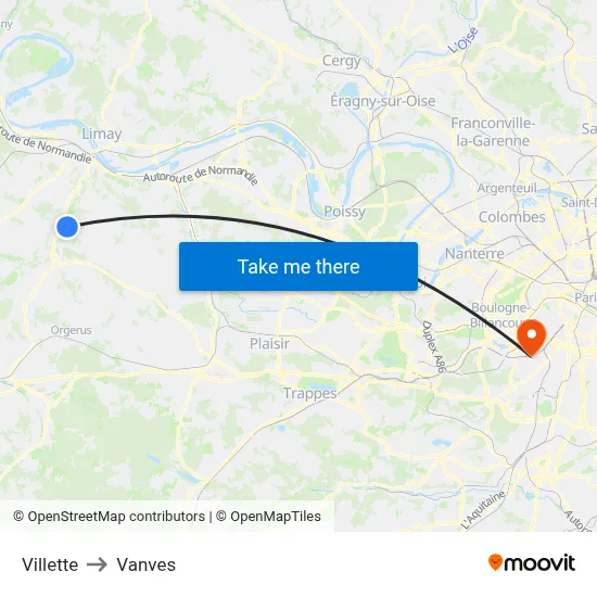 Villette to Vanves map