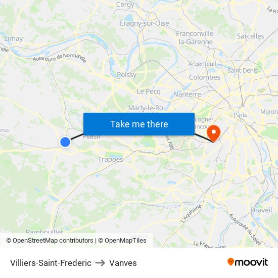 Villiers-Saint-Frederic to Vanves map