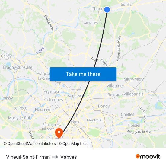 Vineuil-Saint-Firmin to Vanves map