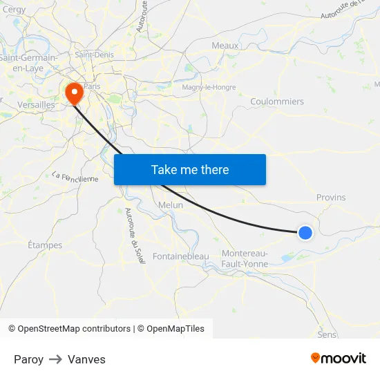 Paroy to Vanves map