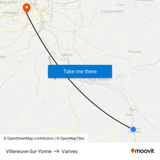 Villeneuve-Sur-Yonne to Vanves map