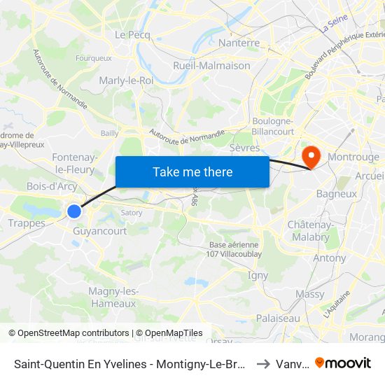 Saint-Quentin En Yvelines - Montigny-Le-Bretonneux to Vanves map