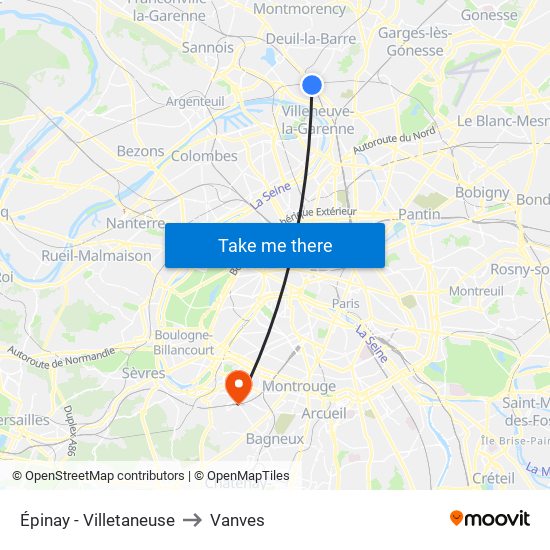 Épinay - Villetaneuse to Vanves map