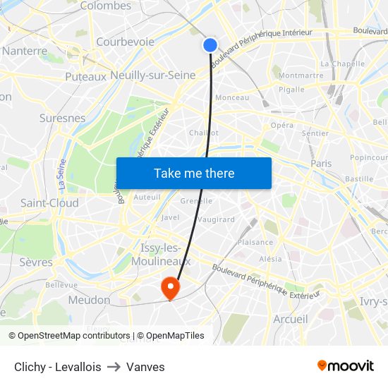 Clichy - Levallois to Vanves map