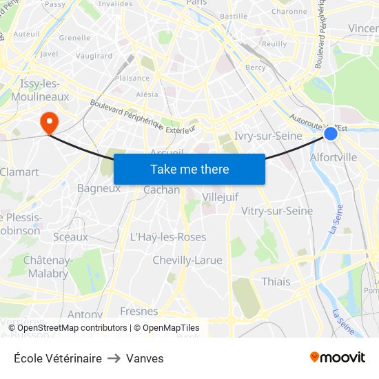 École Vétérinaire to Vanves map