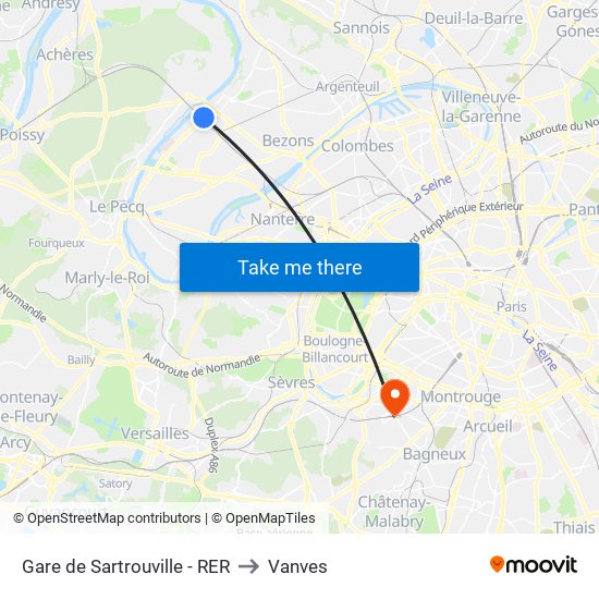 Gare de Sartrouville - RER to Vanves map