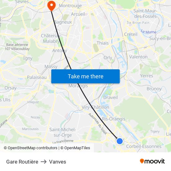 Gare Routière to Vanves map