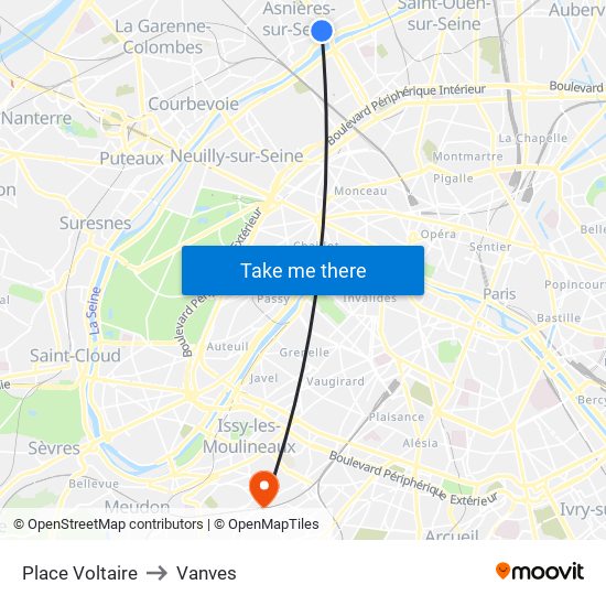 Place Voltaire to Vanves map