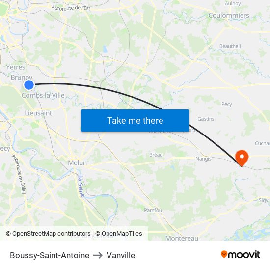 Boussy-Saint-Antoine to Vanville map