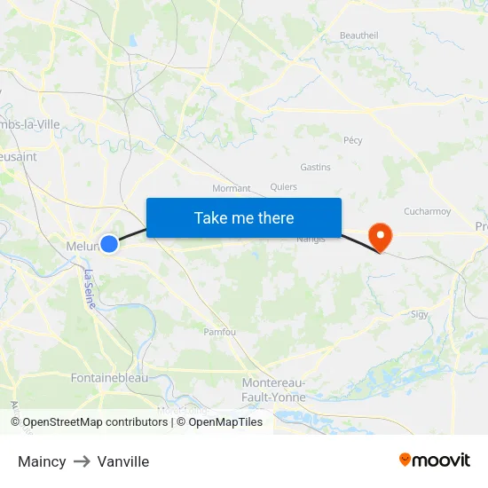 Maincy to Vanville map