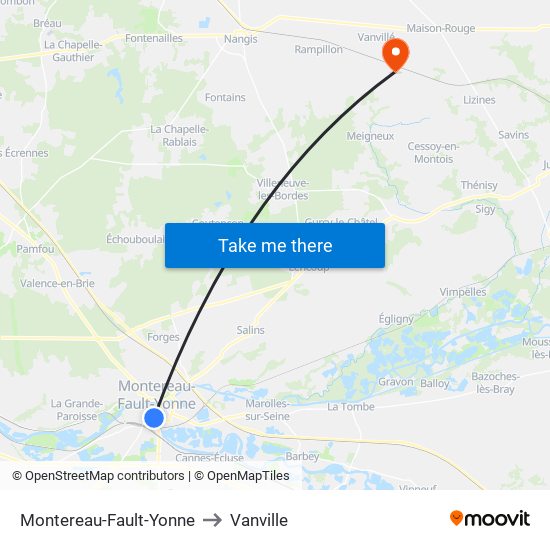 Montereau-Fault-Yonne to Vanville map