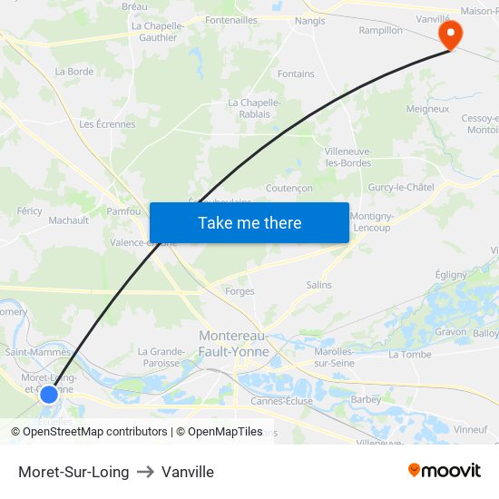 Moret-Sur-Loing to Vanville map