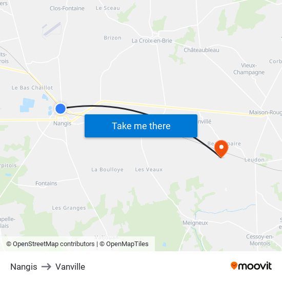 Nangis to Vanville map