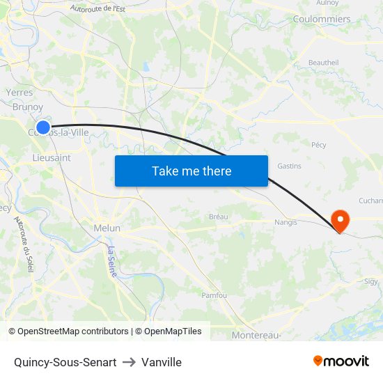 Quincy-Sous-Senart to Vanville map