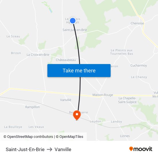 Saint-Just-En-Brie to Vanville map