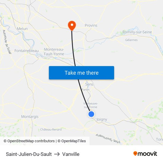 Saint-Julien-Du-Sault to Vanville map