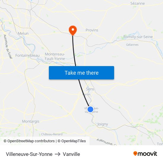 Villeneuve-Sur-Yonne to Vanville map