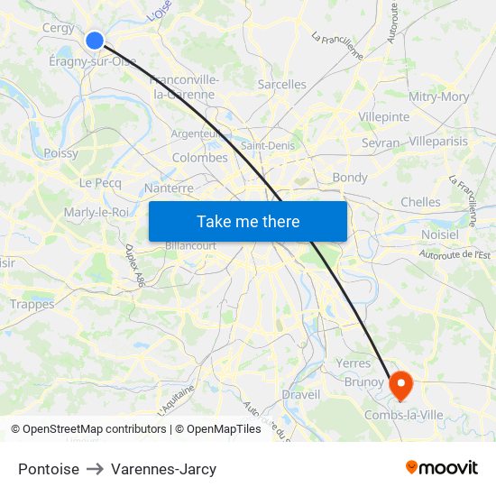 Pontoise to Varennes-Jarcy map