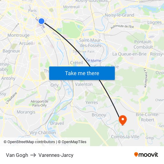 Van Gogh to Varennes-Jarcy map