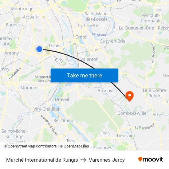 Marché International de Rungis to Varennes-Jarcy map