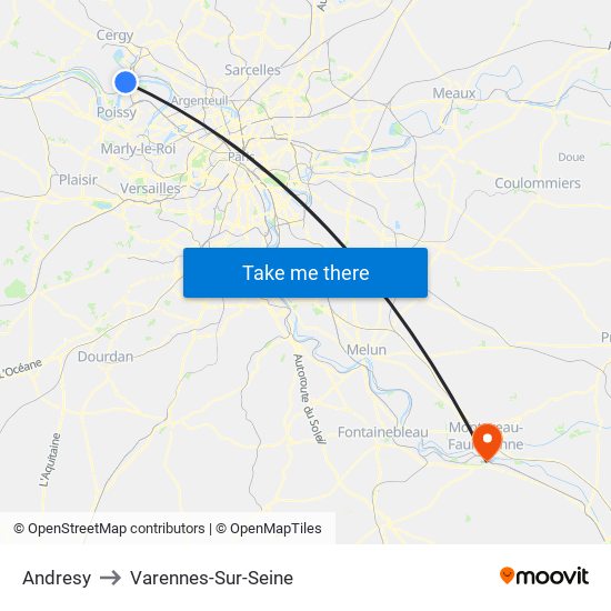 Andresy to Varennes-Sur-Seine map