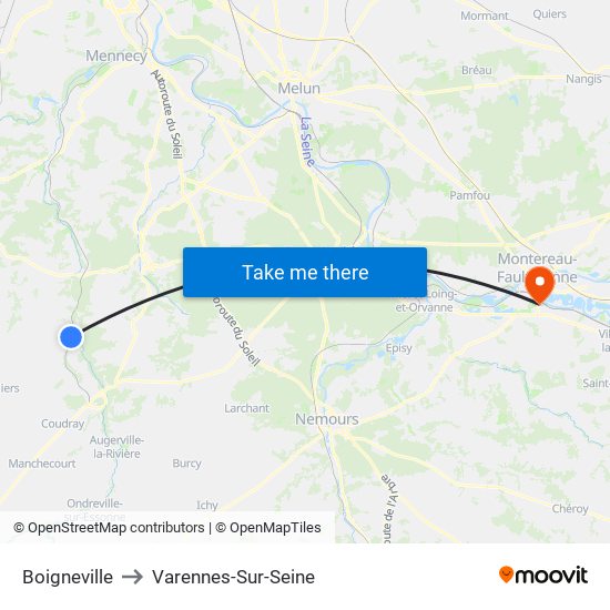 Boigneville to Varennes-Sur-Seine map