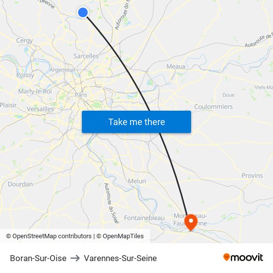 Boran-Sur-Oise to Varennes-Sur-Seine map