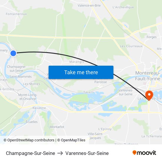 Champagne-Sur-Seine to Varennes-Sur-Seine map