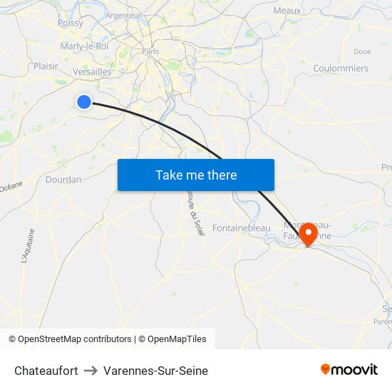 Chateaufort to Varennes-Sur-Seine map