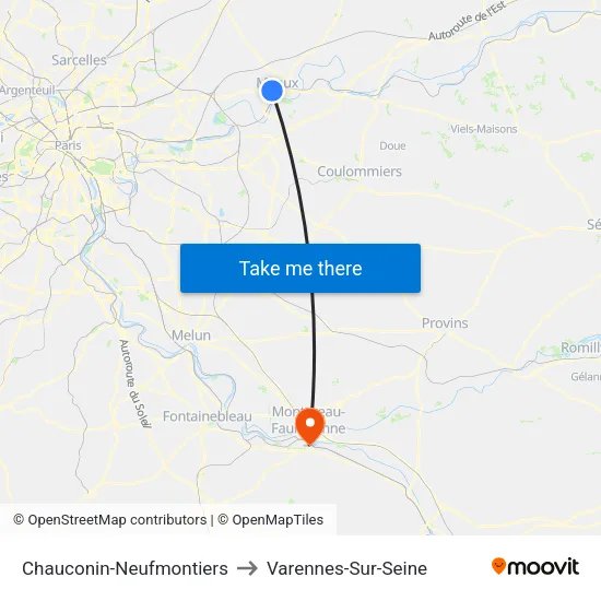 Chauconin-Neufmontiers to Varennes-Sur-Seine map