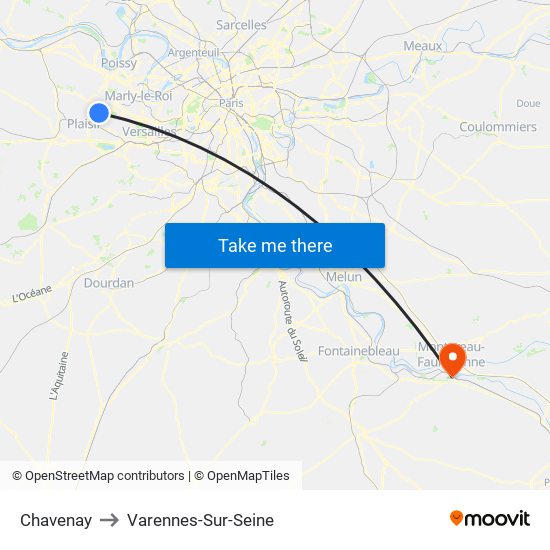 Chavenay to Varennes-Sur-Seine map