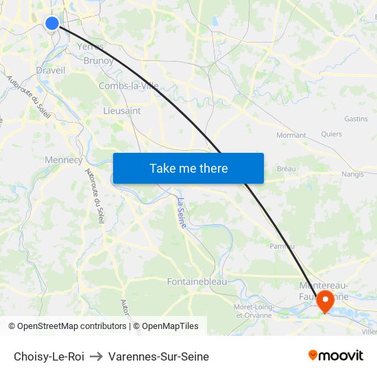 Choisy-Le-Roi to Varennes-Sur-Seine map