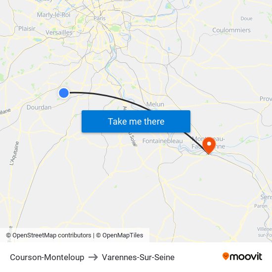 Courson-Monteloup to Varennes-Sur-Seine map