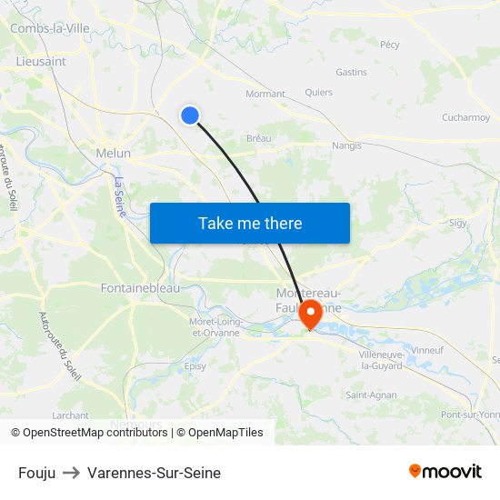 Fouju to Varennes-Sur-Seine map