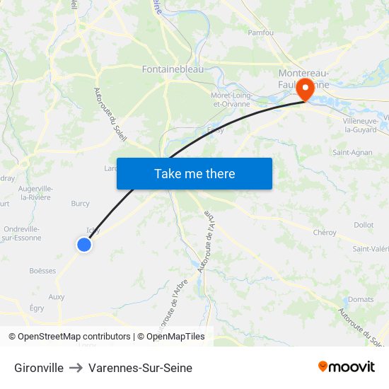 Gironville to Varennes-Sur-Seine map