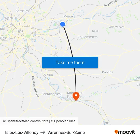 Isles-Les-Villenoy to Varennes-Sur-Seine map