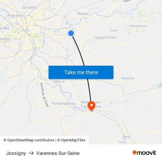 Jossigny to Varennes-Sur-Seine map