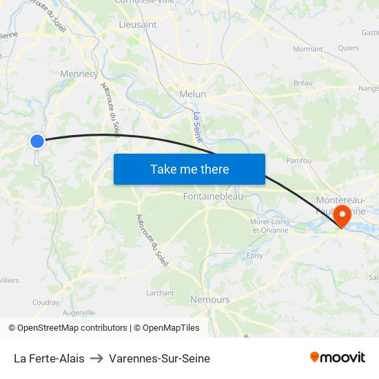 La Ferte-Alais to Varennes-Sur-Seine map