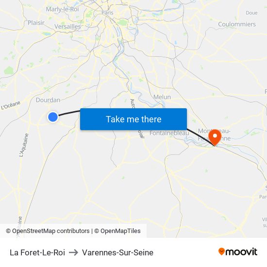 La Foret-Le-Roi to Varennes-Sur-Seine map
