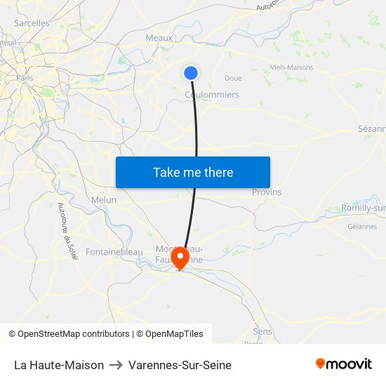La Haute-Maison to Varennes-Sur-Seine map