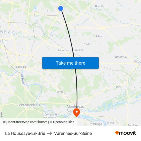La Houssaye-En-Brie to Varennes-Sur-Seine map
