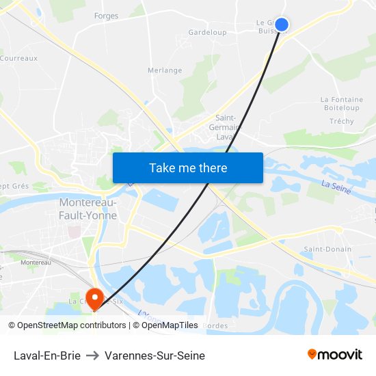 Laval-En-Brie to Varennes-Sur-Seine map