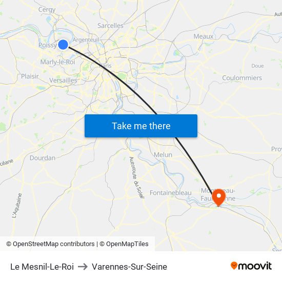 Le Mesnil-Le-Roi to Varennes-Sur-Seine map