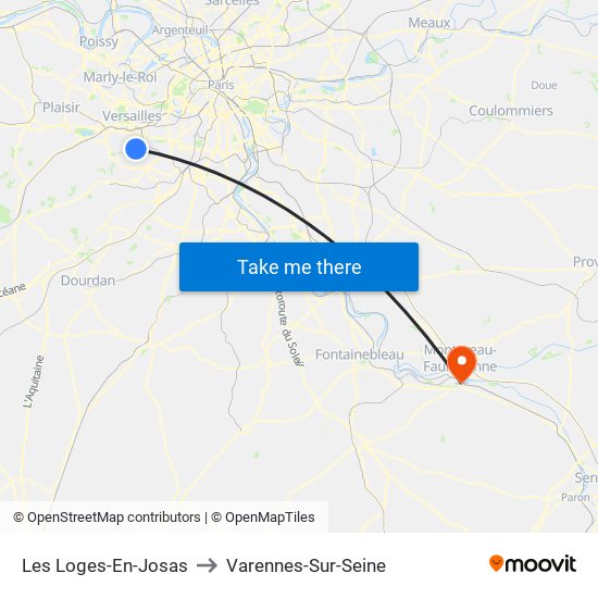 Les Loges-En-Josas to Varennes-Sur-Seine map